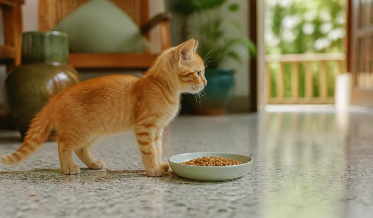 แมวกินอาหารแมวจากชาม — ชามอาหารแมว พรีเมียม