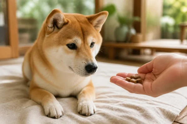 สุนัขกำลังรับขนมสุนัข — ขนมลูกสุนัข สำหรับฝึก
