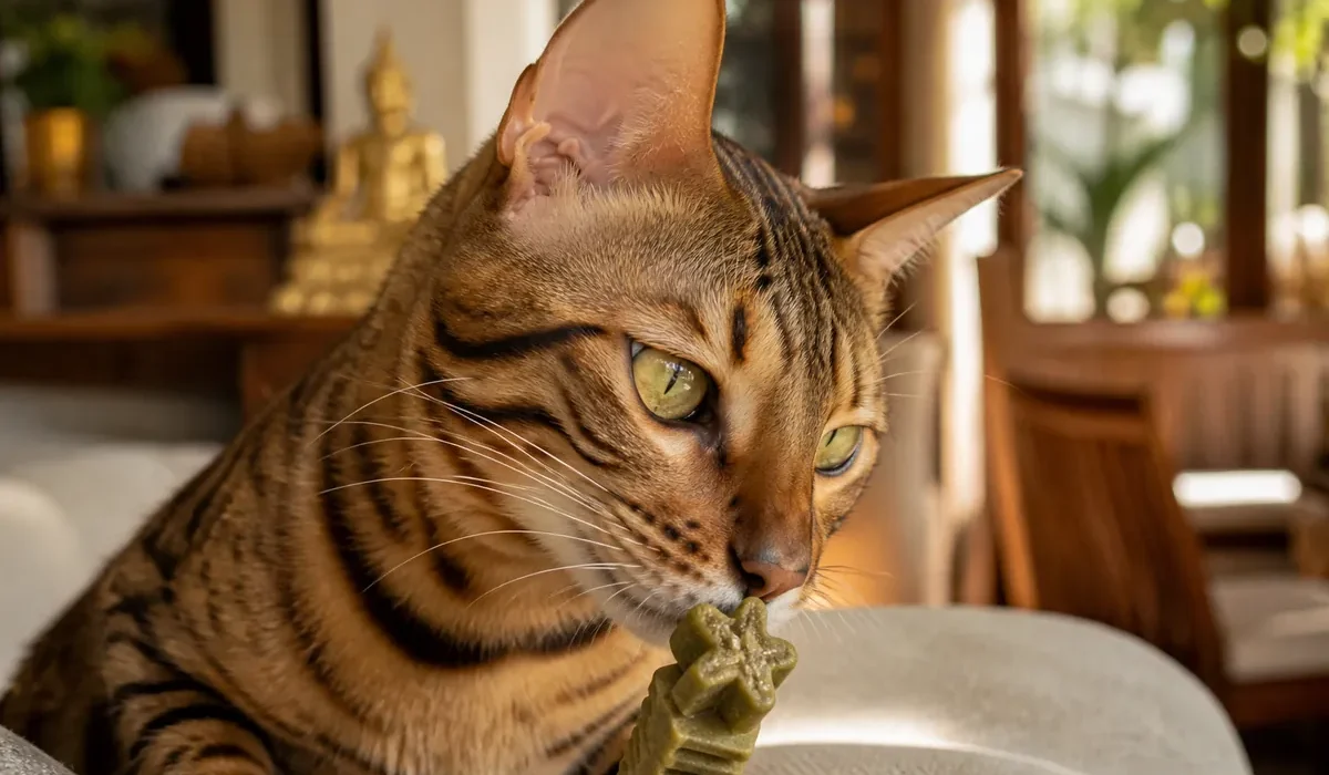 แมวกำลังดมขนมแมว — cat treats กินทุกวันได้ไหม ไทย