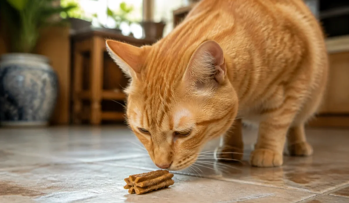 แมวกำลังดมขนมแมว — cat treats สำหรับฝึก ไทย