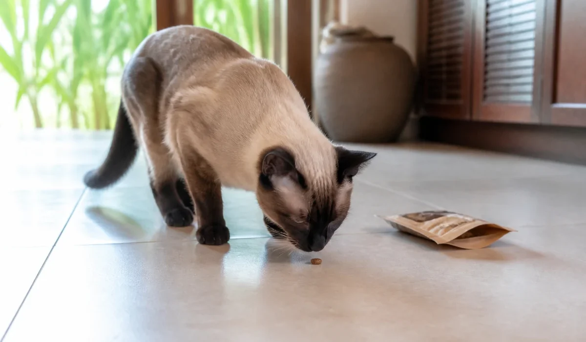แมวกำลังดมขนมแมว — cat treats สำหรับหมาแพ้ง่าย ไทย 2026