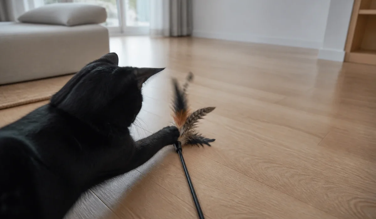 แมวกำลังเล่นของเล่นแมว — cat toys อยู่บ้านคนเดียว ไทย