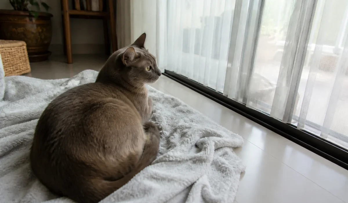 แมวสุขภาพดีนอนพักผ่อนในบ้าน — สุขภาพแมว วัคซีน