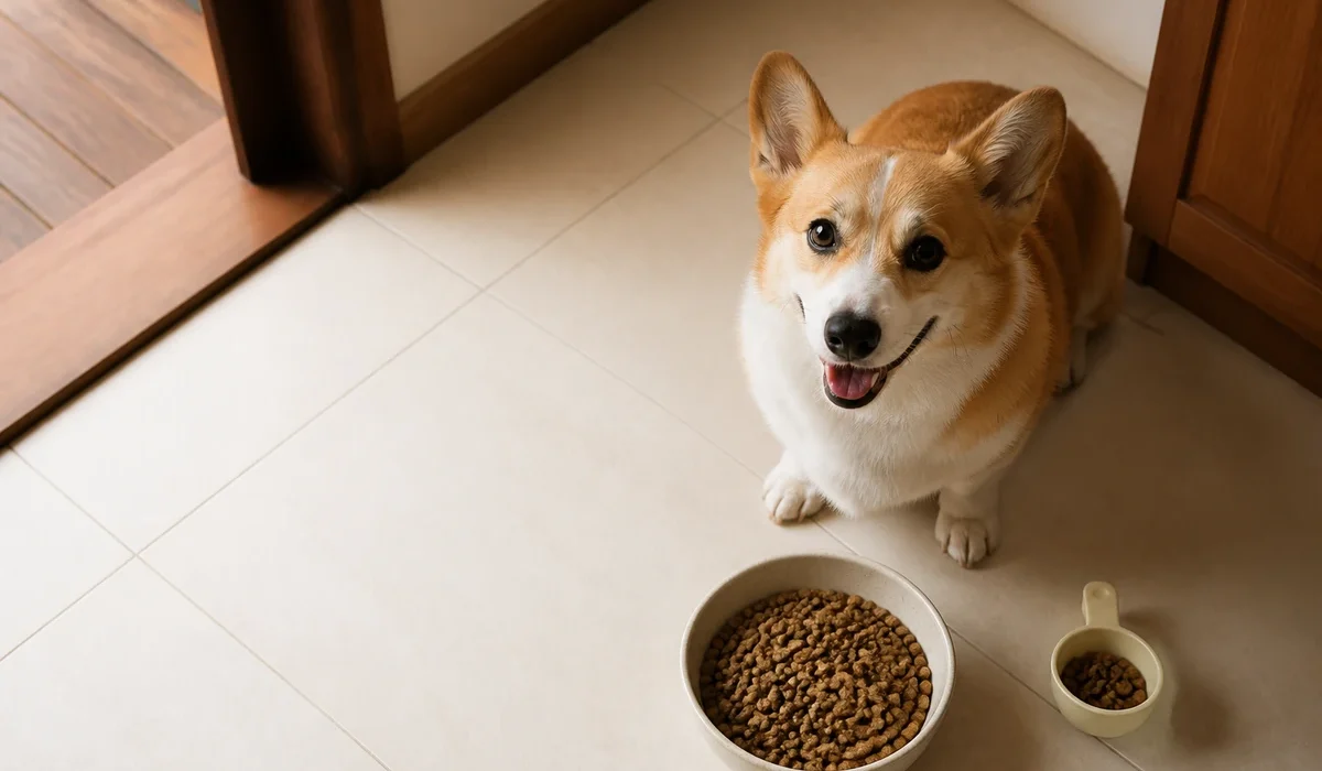 สุนัขกินอาหารเม็ดจากชาม — อาหารหมา แพ้ง่าย