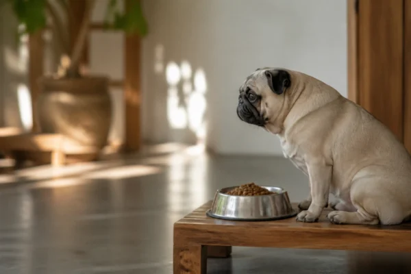 สุนัขกินอาหารเม็ดจากชาม — อาหารหมา ลูกสุนัข