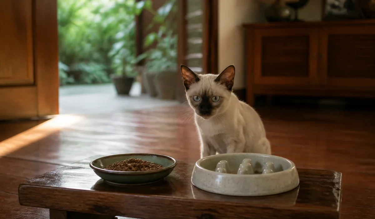 แมวกินอาหารแมวจากชาม — อาหารลูกแมว แบบเปียกหรือเม็ด